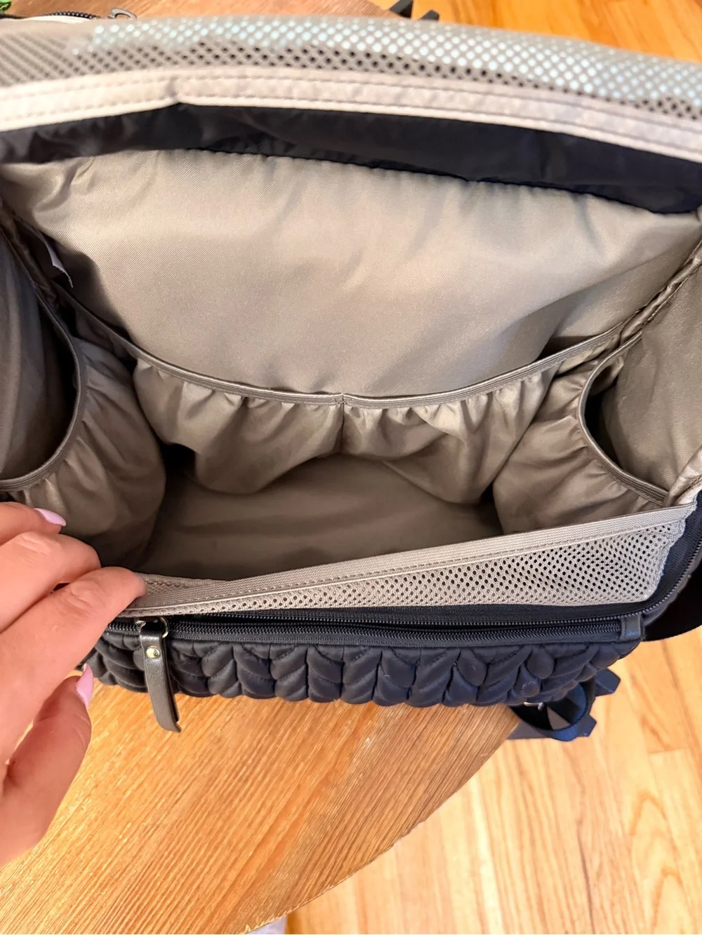 Quilted Black baby diaper bag